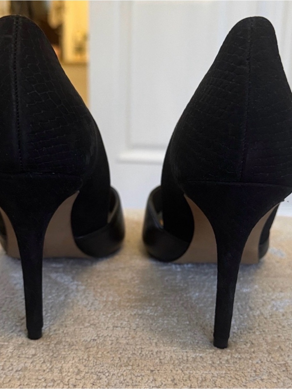 Vince Camuto Black Leather D'Orsay Stiletto Pumps Size 10M / 42 NWOB - Picture 3 of 4